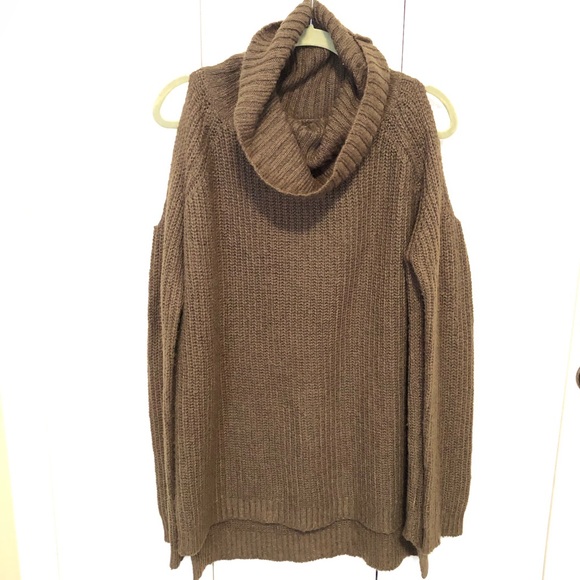 Revamped Cold Shoulder Cowl Neck Sweater - Picture 1 of 8